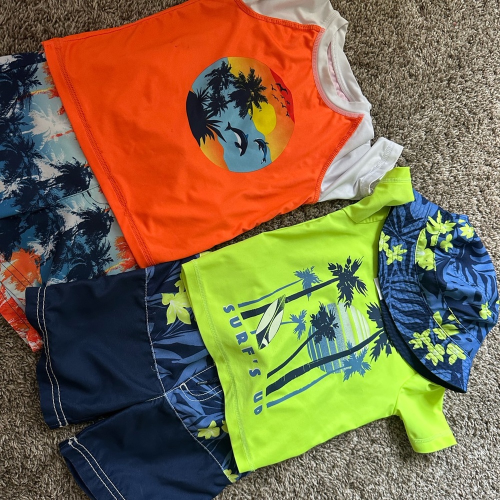 Bright Kids' Beach Outfit Set with Tropical Prints
